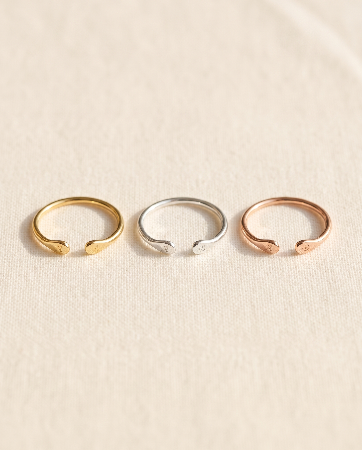 Bague Whisper en trois couleurs : plaqué or, argent et or rose